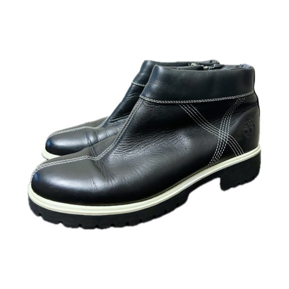Timberland Leather Zip Up Ankle Boots in Contrast Stitch 8